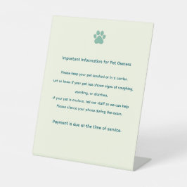 Expositor En L Custom Veterinary Exam Room Policy Sign