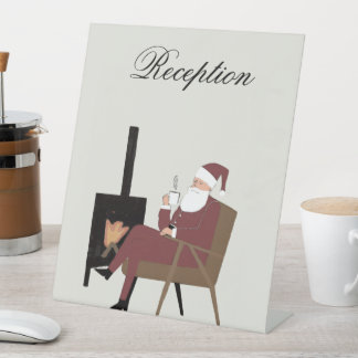 Expositor En L Customizable Santa Fireplace Pattern Table Sign