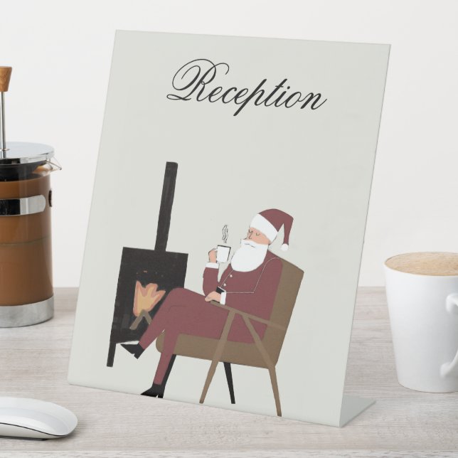 Expositor En L Customizable Santa Fireplace Pattern Table Sign (In Situ)