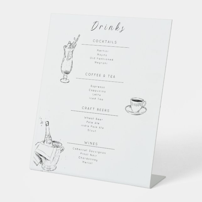 Expositor En L Customizable Wedding Drinks Menu Sign (Anverso)