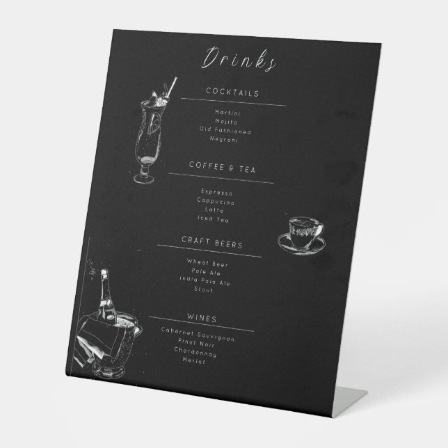 Expositor En L Customizable Wedding Drinks Menu Sign (Anverso)