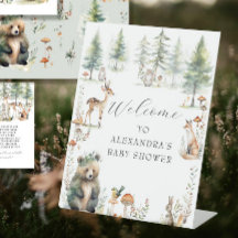 Cute Animales Woodland Forest Bear Deer Baby Showe
