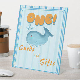 Expositor En L Cute Baby Blue Whale 1st Birthday Cards & Gifts