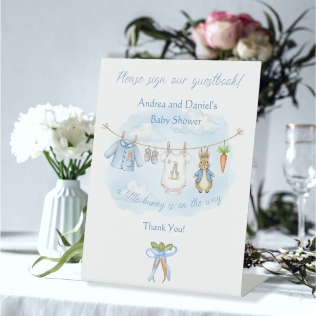 Expositor En L Cute Bunny Boy Clothesline Sign Our Guestbook Sign (Subido por el creador)