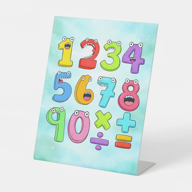 Expositor En L Cute Cartoon Numbers Maths Desk Art for Kids (Anverso)