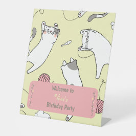Expositor En L Cute Cat Birthday Party Welcome