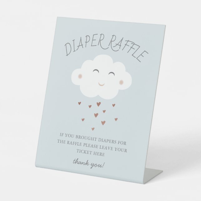 Expositor En L Cute Cloud Baby Shower Sprinkle Diaper Raffle (Anverso)