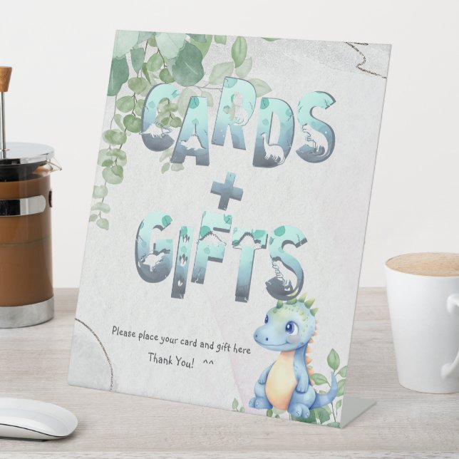 Expositor En L Cute Dinosaurio 1er cumpleaños tarjetas y regalos (In Situ)