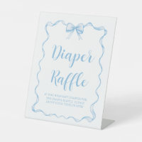 Cute Dusty Blue Bow Boy Baby Shower Diaper Raffle