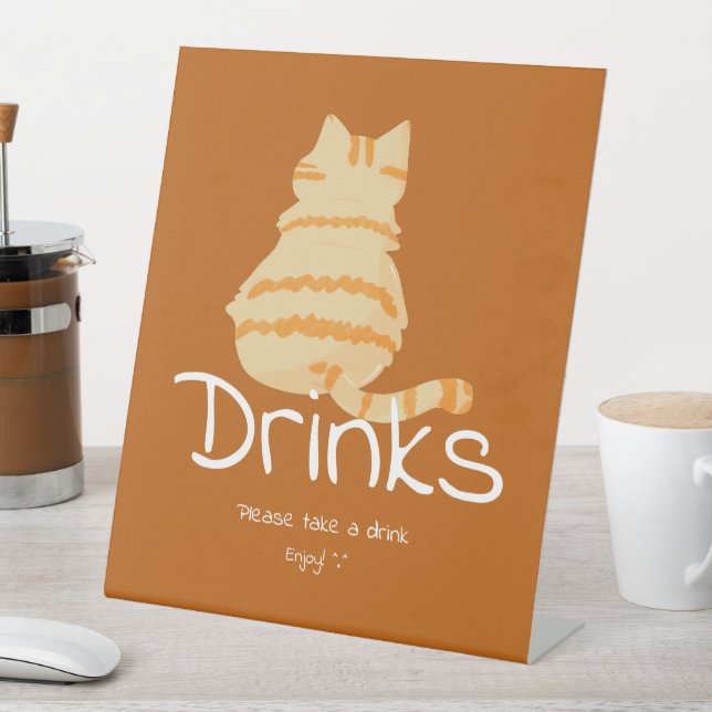 Expositor En L Cute Fat Orange Cat Baby Shower Drinks (In Situ)