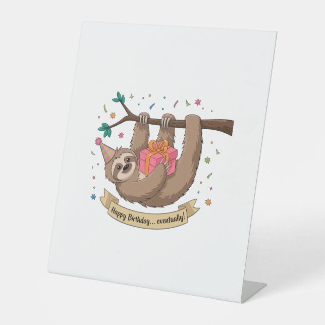 Expositor En L Cute Funny Sloth Happy Birthday (Anverso)