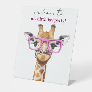 Expositor En L  Cute Giraffe with Pink Glasses