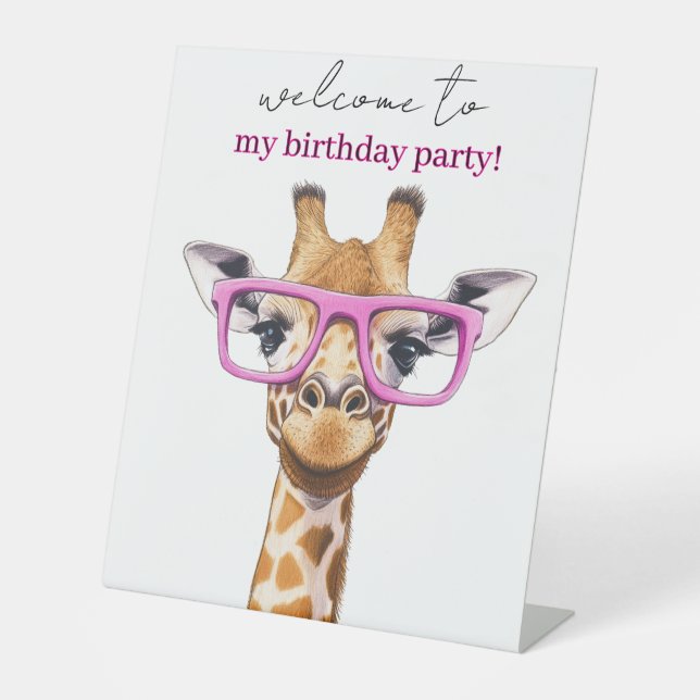 Expositor En L  Cute Giraffe with Pink Glasses (Anverso)