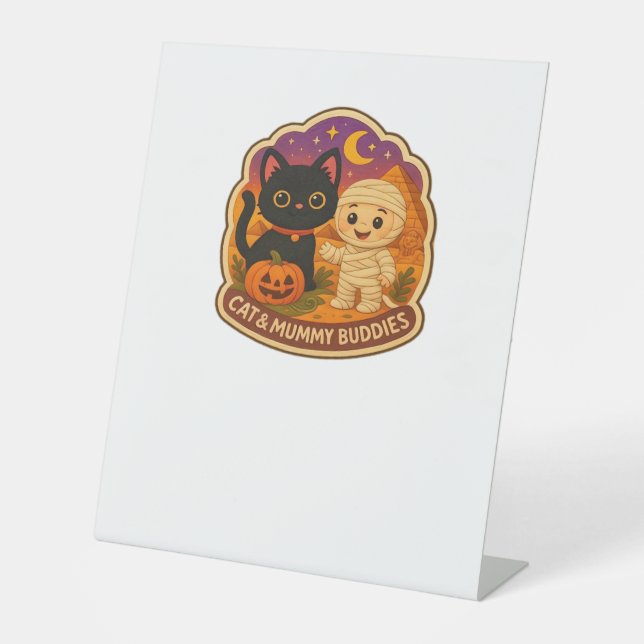 Expositor En L Cute Halloween Cat y momia Embroidery Parche Stic (Anverso)