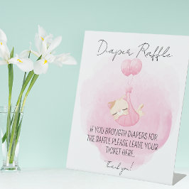 Expositor En L Cute Kitten Diaper Rosa Raffle Bebé Ducha