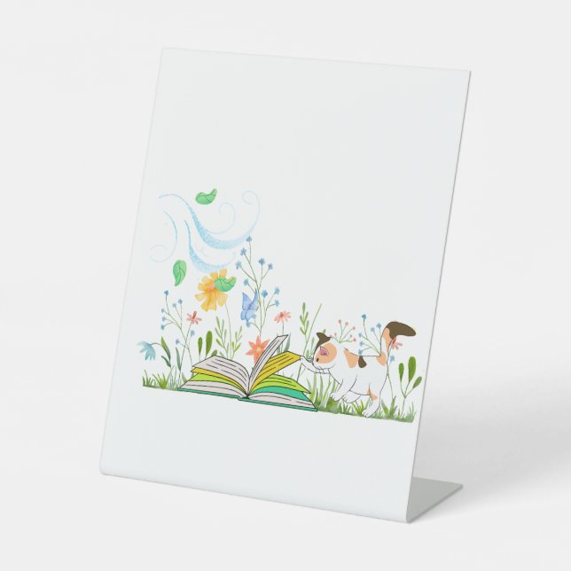 Expositor En L Cute Kitty leyendo un libro. (Anverso)