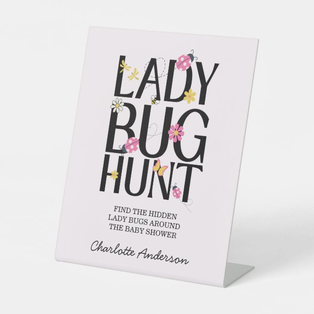 Expositor En L Cute Ladybug Pink Girl Baby Shower (Anverso)