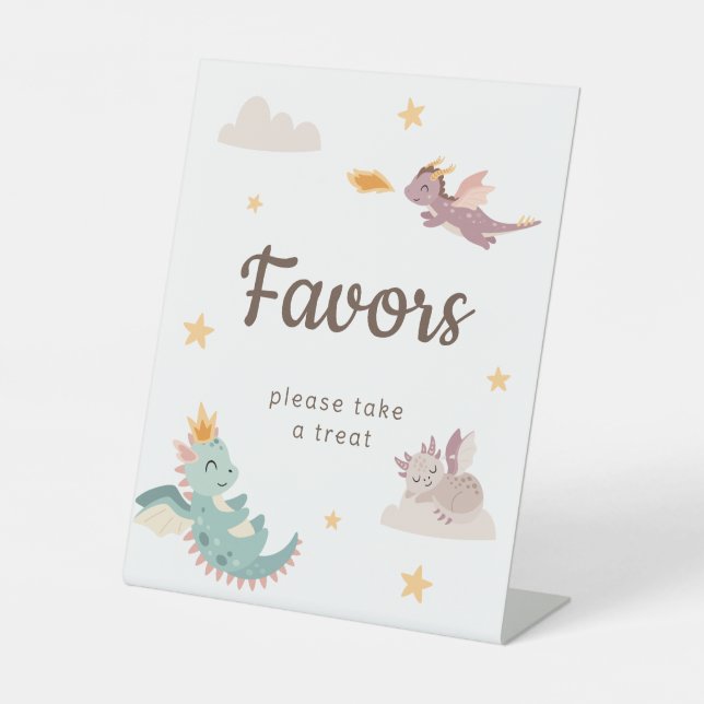 Expositor En L Cute Pastel Dragon Kids Birthday Party Favors (Anverso)