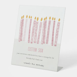 Expositor En L Cute Pastel Pink Birday Candles Personalizado Fies