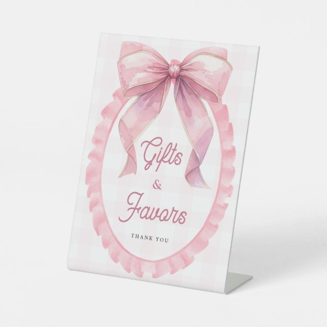 Expositor En L Cute Pink Bow Coquette primer cumpleaños (Anverso)