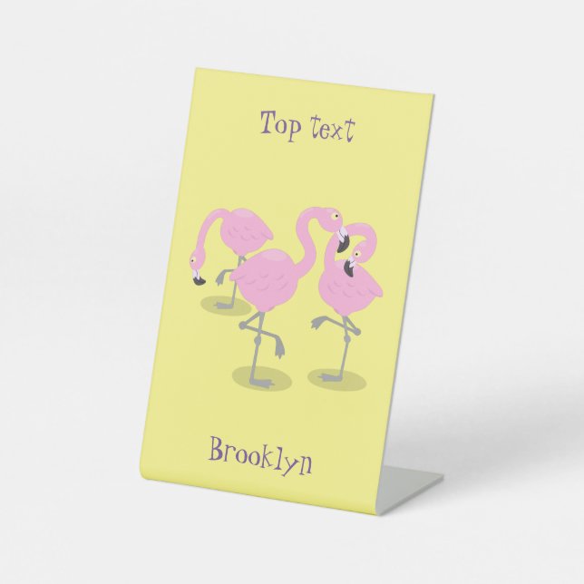 Expositor En L Cute pink flamingo trio cartoon illustration (Anverso)
