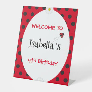 Expositor En L Cute Polka dot Ladybug Daisy Flower Birday Party
