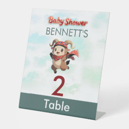 Expositor En L Cute Ram Winter Baby Shower Table Number