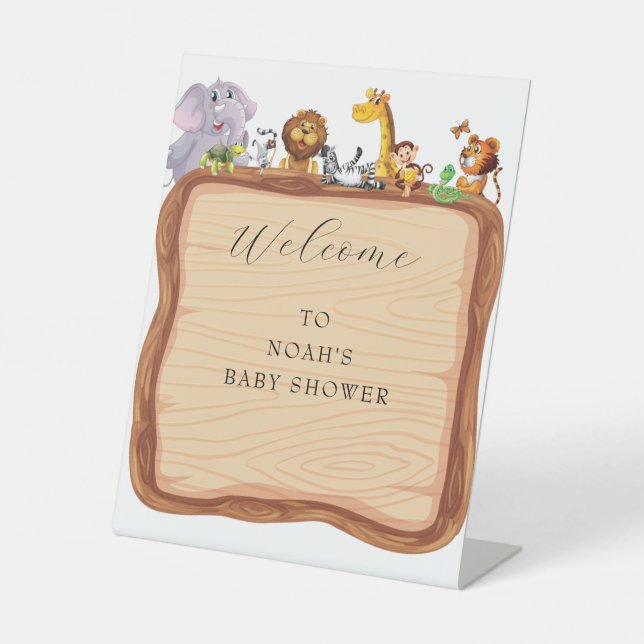 Expositor En L Cute Safari, vegetación animal, ducha de bebé (Anverso)