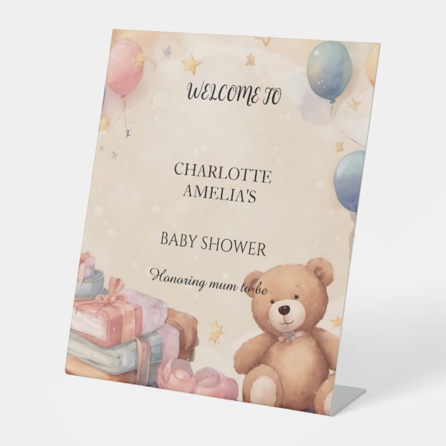 Expositor En L Cute Teddy Bear Baby Shower (Anverso)