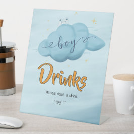 Expositor En L Cute Watercolor Cloud Baby Boy Shower Drinks