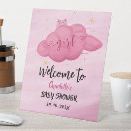 Expositor En L Cute Watercolor Cloud Baby Girl Shower Welcome