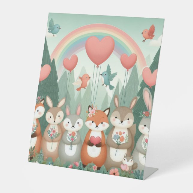 Expositor En L Cute Woodland Creature rainbow valentine (Anverso)