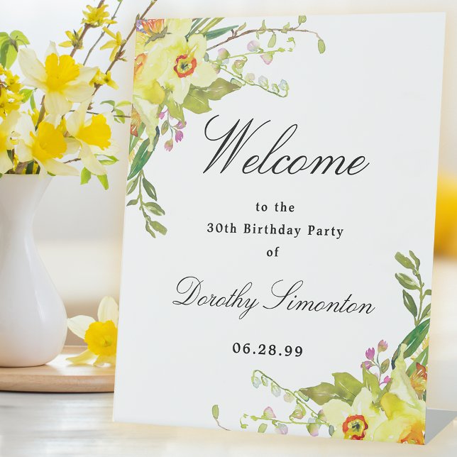 Expositor En L Daffodil Floral 30 cumpleaños Fiesta Bienvenida (Subido por el creador)