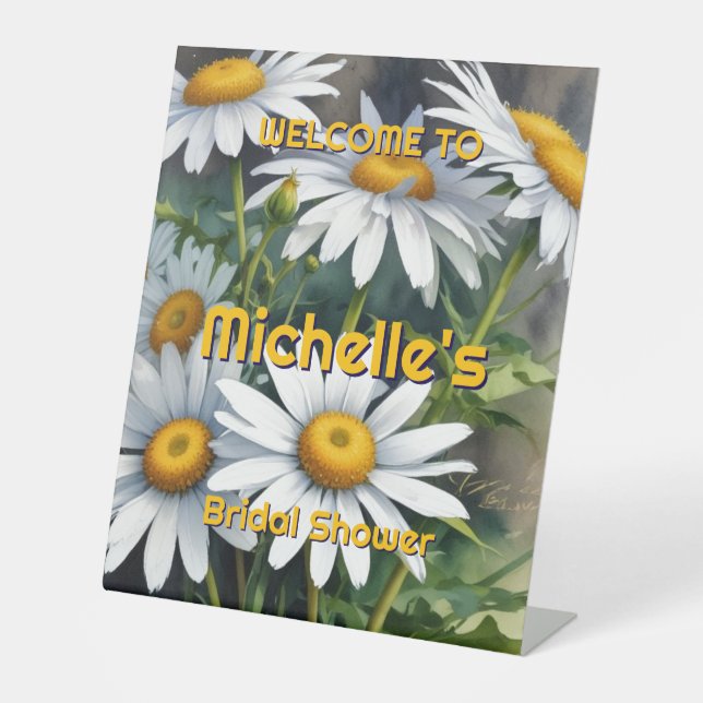 Expositor En L Daisies acuarela Cute Bridal Shower (Anverso)