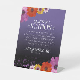 Expositor En L Daisies Purple Purpurina Boda Sanitization Station