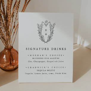 Expositor En L DAPHNE Boda blanco negro simple bebida firma