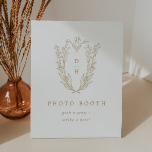 Expositor En L DAPHNE Oro Escudo Floral Blanco Boda