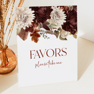 Expositor En L Dark Brown Burgundy Floral Party favorece al Rótul