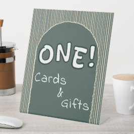 Expositor En L Dark Green Stripes 1st Birthday Cards & Gifts