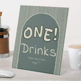 Expositor En L Dark Green Stripes 1st Birthday Drinks