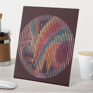 Expositor En L Dark Maroon Striped Pedestal Sign – Customizable