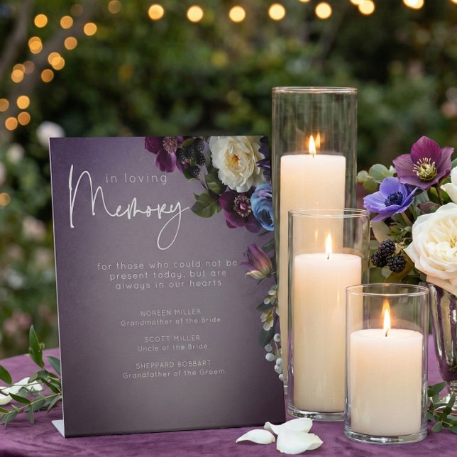 Expositor En L Dark Moody Purple Lavender Floral Wedding Memorial (Subido por el creador)