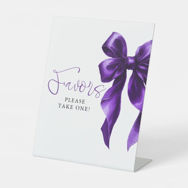 Expositor En L Dark Purple Bow Bridal Shower Favor (Anverso)