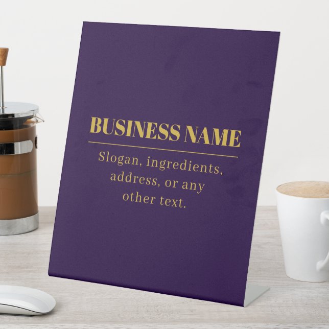 Expositor En L Dark Purple & Gold Business Name o Greet (In Situ)