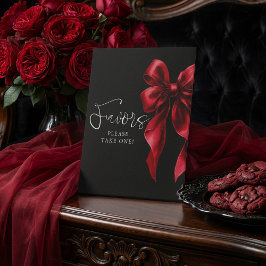 Expositor En L Dark Red Bow Black Bridal Shower Favors