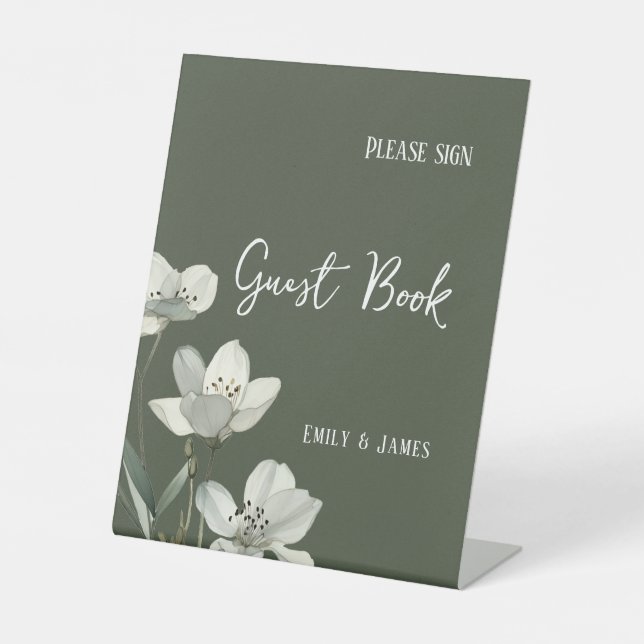 Expositor En L Dark Sage Green Botanical Wedding (Anverso)