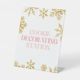 Expositor En L Decoración de Galletas Winter Onederland Rosa Dora