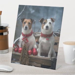 Expositor En L Decoración de Navidad de Trineo Nevado Jack Russel