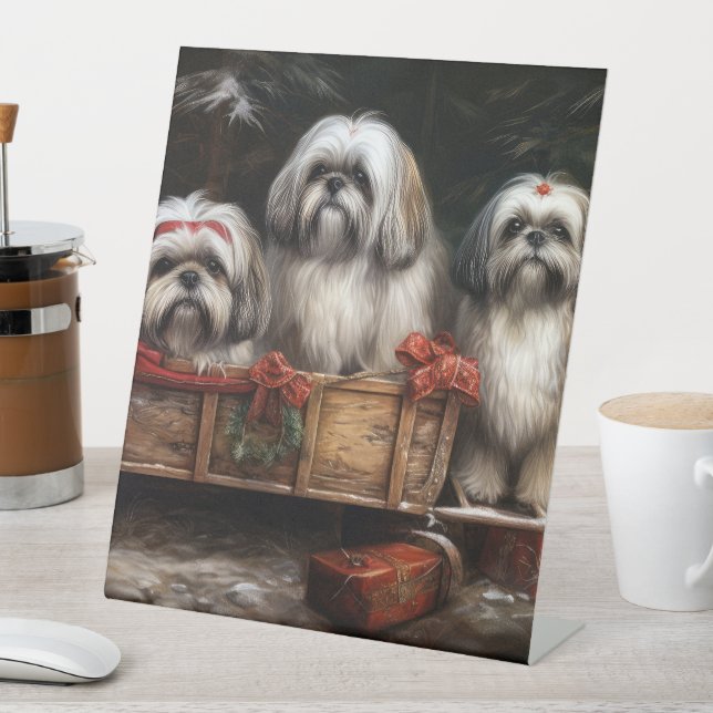 Expositor En L Decoración de Navidades Lhasa Apso Snowy Sleigh (In Situ)
