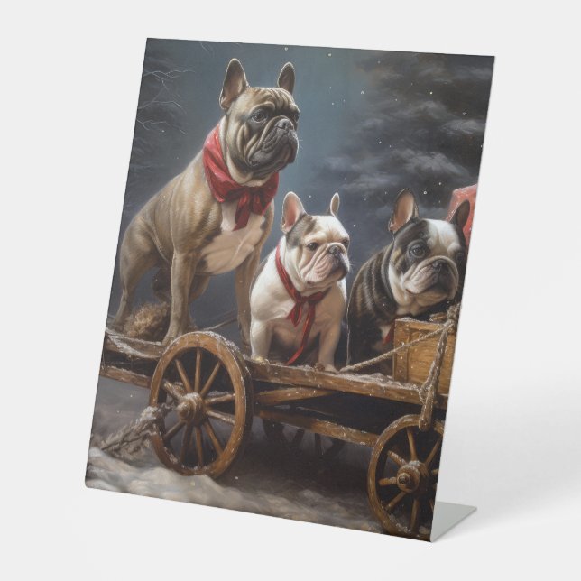 Expositor En L Decoración de Navidades Snowy Sleigh Bulldog franc (Anverso)